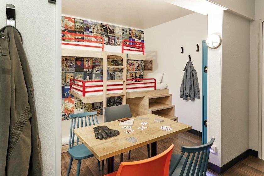 One of the rooms at the HotelF1 Chambéry Nord with its three bunk beds